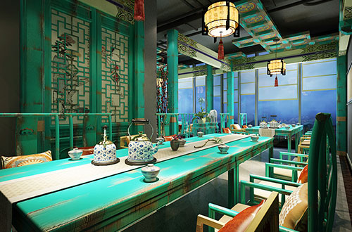 九茶会中式设计茶楼|翡翠碧色下的闲茶时光