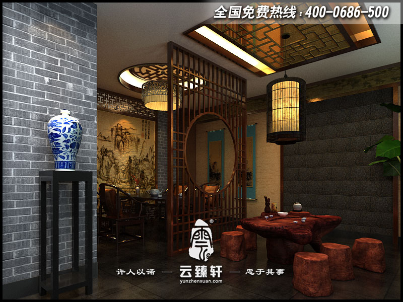 中式茶楼大厅装修效果图